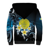 Palau United Nations Day Sherpa Hoodie Polynesian Curves Plumeria - Polynesian Pride