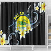 Palau United Nations Day Shower Curtain Polynesian Curves Plumeria - Polynesian Pride