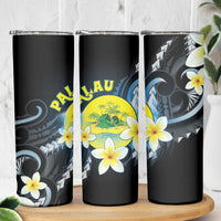 Palau United Nations Day Skinny Tumbler Polynesian Curves Plumeria - Polynesian Pride