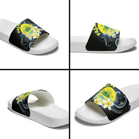 Palau United Nations Day Slide Sandals Polynesian Curves Plumeria - Polynesian Pride