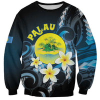 Palau United Nations Day Sweatshirt Polynesian Curves Plumeria - Polynesian Pride