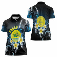 Palau United Nations Day Women Polo Shirt Polynesian Curves Plumeria - Polynesian Pride