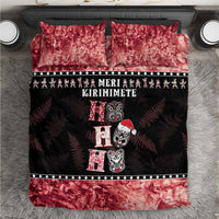 New Zealand Tiki Christmas Bedding Set Ho Ho Ho Paua Shell Glitter Red