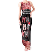 Personalised New Zealand Tiki Christmas Tank Maxi Dress Ho Ho Ho Paua Shell Glitter Red