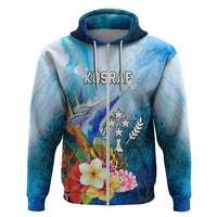 Personalised Kosrae Constitution Day Hoodie Humpback Whale Tropical Flowers LT05 - Polynesian Pride