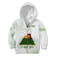 Personalised I LAVA YOU Volcano Valentine Kid Hoodie Polynesian Tribal Pattern LT05 Zip Hoodie White - Polynesian Pride