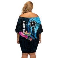 Personalised FSM Chuuk State Family Matching Off Shoulder Short Dress and Hawaiian Shirt Tropical Flowers Tribal Pattern LT05 - Polynesian Pride