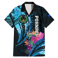 Personalised FSM Pohnpei State Family Matching Mermaid Dress and Hawaiian Shirt Tropical Flowers Tribal Pattern LT05 Dad's Shirt - Short Sleeve Blue - Polynesian Pride