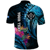 Personalised FSM Kosrae State Polo Shirt Tropical Flowers Tribal Pattern LT05 - Polynesian Pride