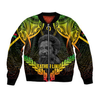 Personalised Vanuatu Father Lini Day Bomber Jacket Polynesian Tribal Pattern LT05 Unisex Black - Polynesian Pride