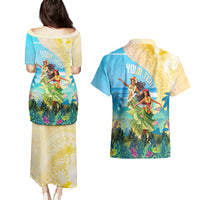 Personalised Hawaii Honolulu Festival Couples Matching Puletasi and Hawaiian Shirt Hula Girls Tropical Vibe LT05 - Polynesian Pride