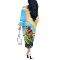 Personalised Hawaii Honolulu Festival Off The Shoulder Long Sleeve Dress Hula Girls Tropical Vibe LT05 - Polynesian Pride