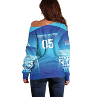 Custom Fiji Football Off Shoulder Sweater Fijian Tapa Pattern