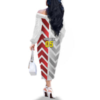 Custom New Caledonia Football Family Matching Off The Shoulder Long Sleeve Dress and Hawaiian Shirt Unique Style