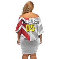 Custom New Caledonia Football Family Matching Off Shoulder Short Dress and Hawaiian Shirt Unique Style