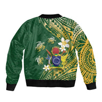 Cook Islands 15 Finest Bomber Jacket Plumeria Polynesian Turtle