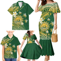 Cook Islands 15 Finest Family Matching Mermaid Dress and Hawaiian Shirt Plumeria Polynesian Turtle