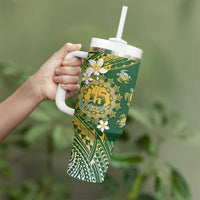 Cook Islands 15 Finest Tumbler With Handle Plumeria Polynesian Turtle