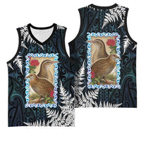 New Zealand Weka Basketball Jersey Maori Hen Koru Pattern - Polynesian Pride