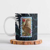 New Zealand Weka Ceramic Mug Maori Hen Koru Pattern LT05 Black - Polynesian Pride