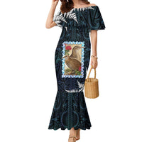New Zealand Weka Family Matching Mermaid Dress and Hawaiian Shirt Maori Hen Koru Pattern
