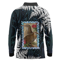 New Zealand Weka Long Sleeve Polo Shirt Maori Hen Koru Pattern - Polynesian Pride