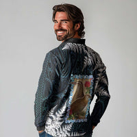New Zealand Weka Long Sleeve Polo Shirt Maori Hen Koru Pattern - Polynesian Pride