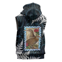 New Zealand Weka Sleeveless Zip Hoodie Maori Hen Koru Pattern - Polynesian Pride