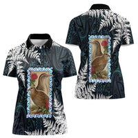 New Zealand Weka Women Polo Shirt Maori Hen Koru Pattern - Polynesian Pride
