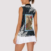 New Zealand Weka Women Sleeveless Polo Shirt Maori Hen Koru Pattern - Polynesian Pride