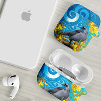 New Zealand Kokako Bird AirPods Case Maori Koru With Kowhai Flowers - Polynesian Pride