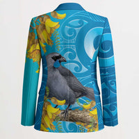 New Zealand Kokako Bird Blazer Maori Koru With Kowhai Flowers - Polynesian Pride
