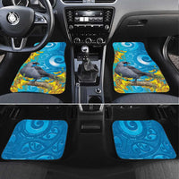 New Zealand Kokako Bird Car Mats Maori Koru With Kowhai Flowers - Polynesian Pride