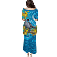 New Zealand Kokako Bird Puletasi Maori Koru With Kowhai Flowers - Polynesian Pride