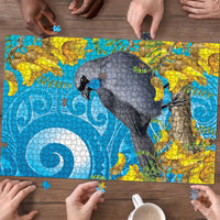 New Zealand Kokako Bird Puzzle Maori Koru With Kowhai Flowers - Polynesian Pride