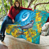 New Zealand Kokako Bird Quilt Maori Koru With Kowhai Flowers - Polynesian Pride