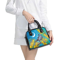 New Zealand Kokako Bird Shoulder Handbag Maori Koru With Kowhai Flowers - Polynesian Pride