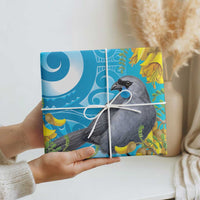 New Zealand Kokako Bird Wrapping Paper Maori Koru With Kowhai Flowers
