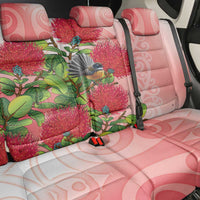 New Zealand Fantail Back Car Seat Cover Maori Koru With Pohutukawa Flowers - Polynesian Pride
