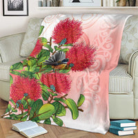 New Zealand Fantail Blanket Maori Koru With Pohutukawa Flowers - Polynesian Pride