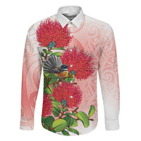 New Zealand Fantail Family Matching Summer Maxi Dress and Hawaiian Shirt Maori Koru With Pohutukawa Flowers