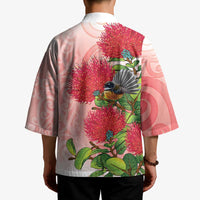 New Zealand Fantail Kimono Maori Koru With Pohutukawa Flowers - Polynesian Pride