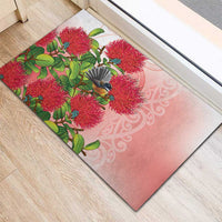 New Zealand Fantail Rubber Doormat Maori Koru With Pohutukawa Flowers - Polynesian Pride