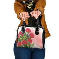 New Zealand Fantail Shoulder Handbag Maori Koru With Pohutukawa Flowers - Polynesian Pride