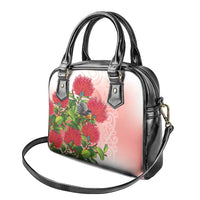 New Zealand Fantail Shoulder Handbag Maori Koru With Pohutukawa Flowers - Polynesian Pride