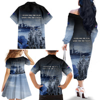New Zealand ANZAC Day Family Matching Off The Shoulder Long Sleeve Dress and Hawaiian Shirt HMNZS Achilles We Will Remember Them LT05 - Polynesian Pride