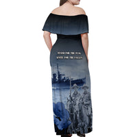 New Zealand ANZAC Day Off Shoulder Maxi Dress HMNZS Achilles We Will Remember Them LT05 - Polynesian Pride