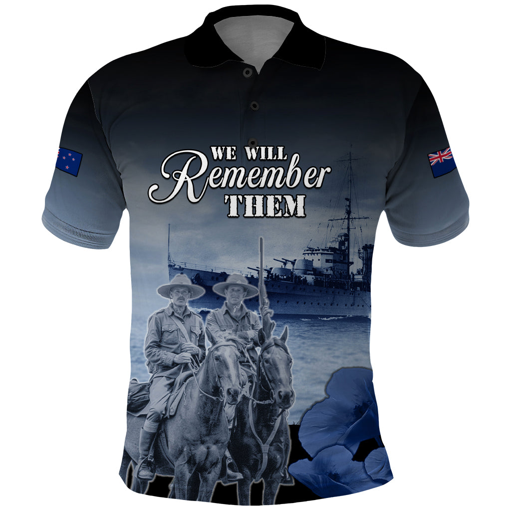 New Zealand ANZAC Day Polo Shirt HMNZS Achilles We Will Remember Them LT05 Blue - Polynesian Pride