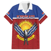 Kiribati 45th Independence Day Family Matching Off The Shoulder Long Sleeve Dress and Hawaiian Shirt Lesser Frigatebird Tribal Pattern