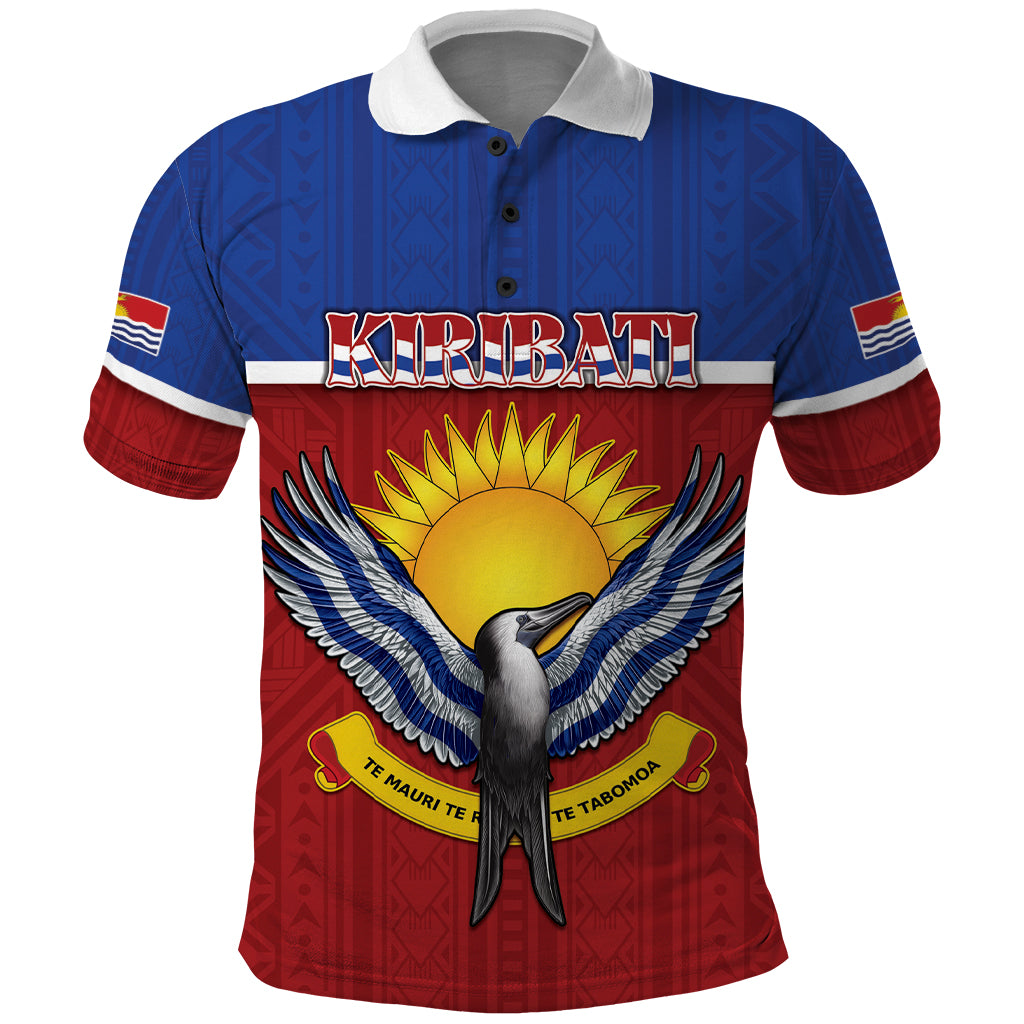 Kiribati 45th Independence Day Polo Shirt Lesser Frigatebird Tribal Pattern